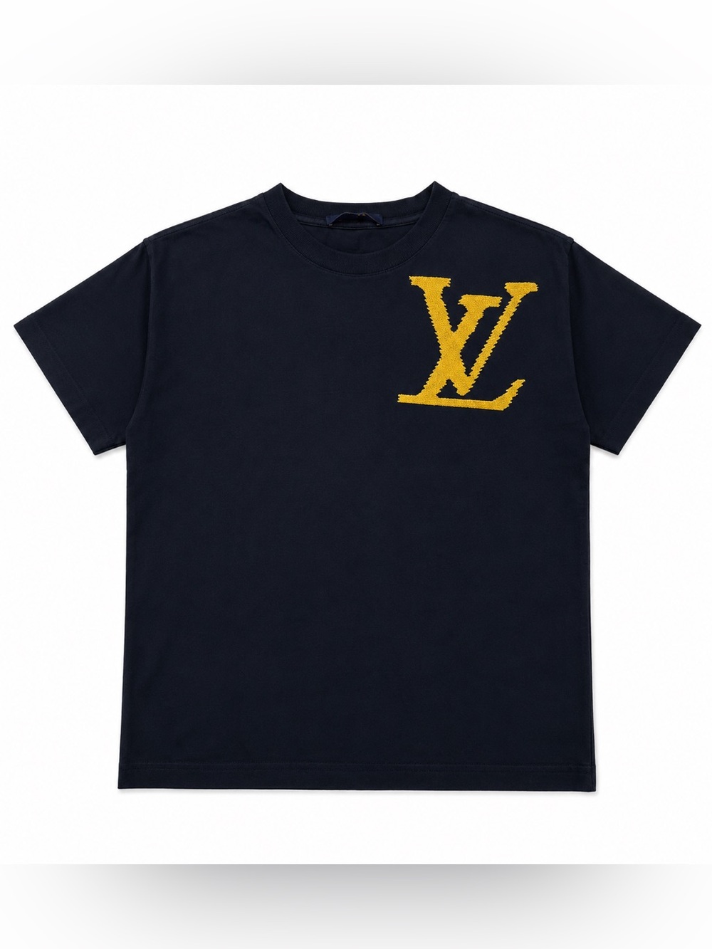 🚩steal Louis Vuitton Navy Tee with Yellow LV Logo